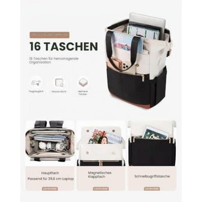 Laptop Rucksack Damen 18 Zoll, Reise-Tagesrucksack 2 in 1