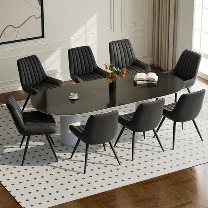 Esszimmerstühle 8er Set Schwarz | Polsterstühle mit Sitzkissen