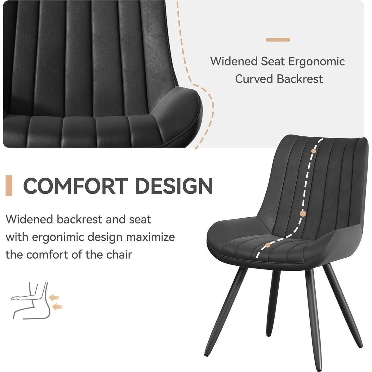 Esszimmerstühle 8er Set Schwarz | Polsterstühle mit Sitzkissen