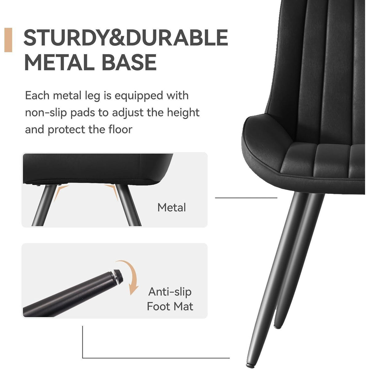 Esszimmerstühle 8er Set Schwarz | Polsterstühle mit Sitzkissen
