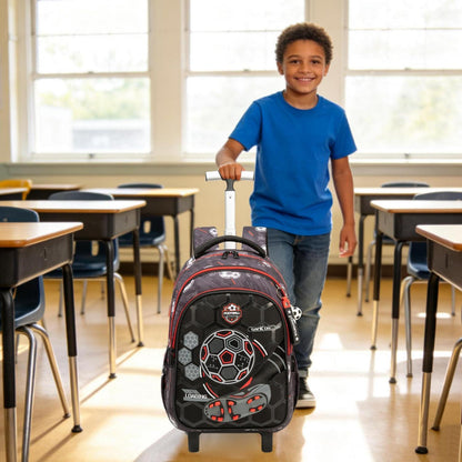 Schulranzen mit Rollen – Jungen Rucksack Rot Football