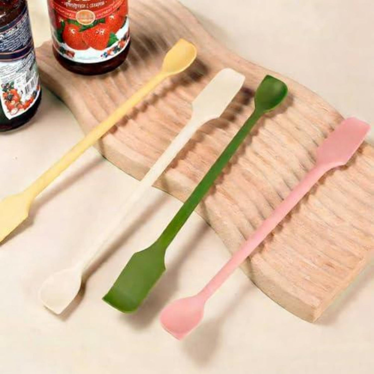 4er Set Mini Silikon Spatel – Teigschaber für Flaschen & Tiegel