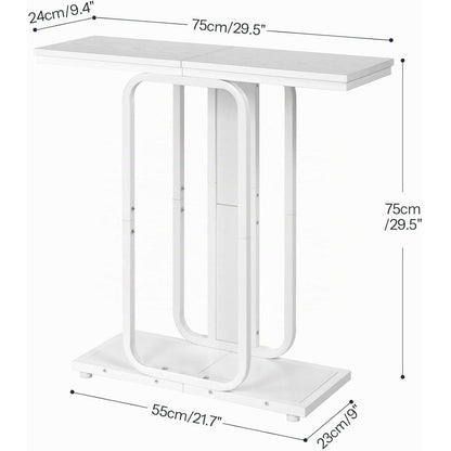 Weißer Konsolentisch mit geometrischem Gestell – Flurtisch & Sideboard