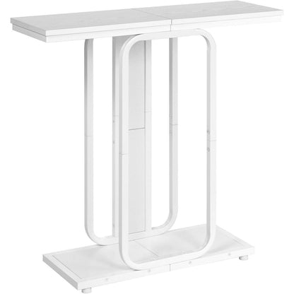 Weißer Konsolentisch mit geometrischem Gestell – Flurtisch & Sideboard