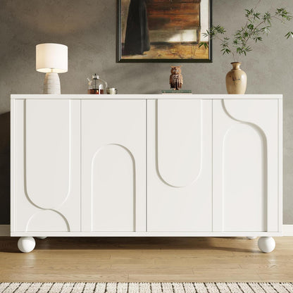Weißes Sideboard mit Stauraum & Schubladen – 120x35x71 cm