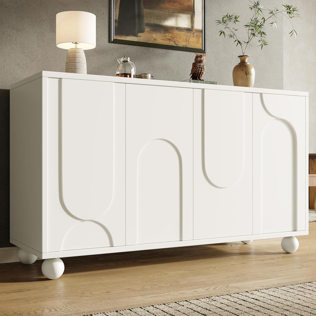 Weißes Sideboard mit Stauraum & Schubladen – 120x35x71 cm