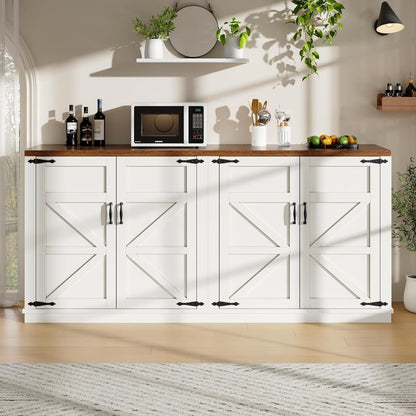 Weißes Sideboard mit 4 Türen & Verstellregalen (160x40x85)