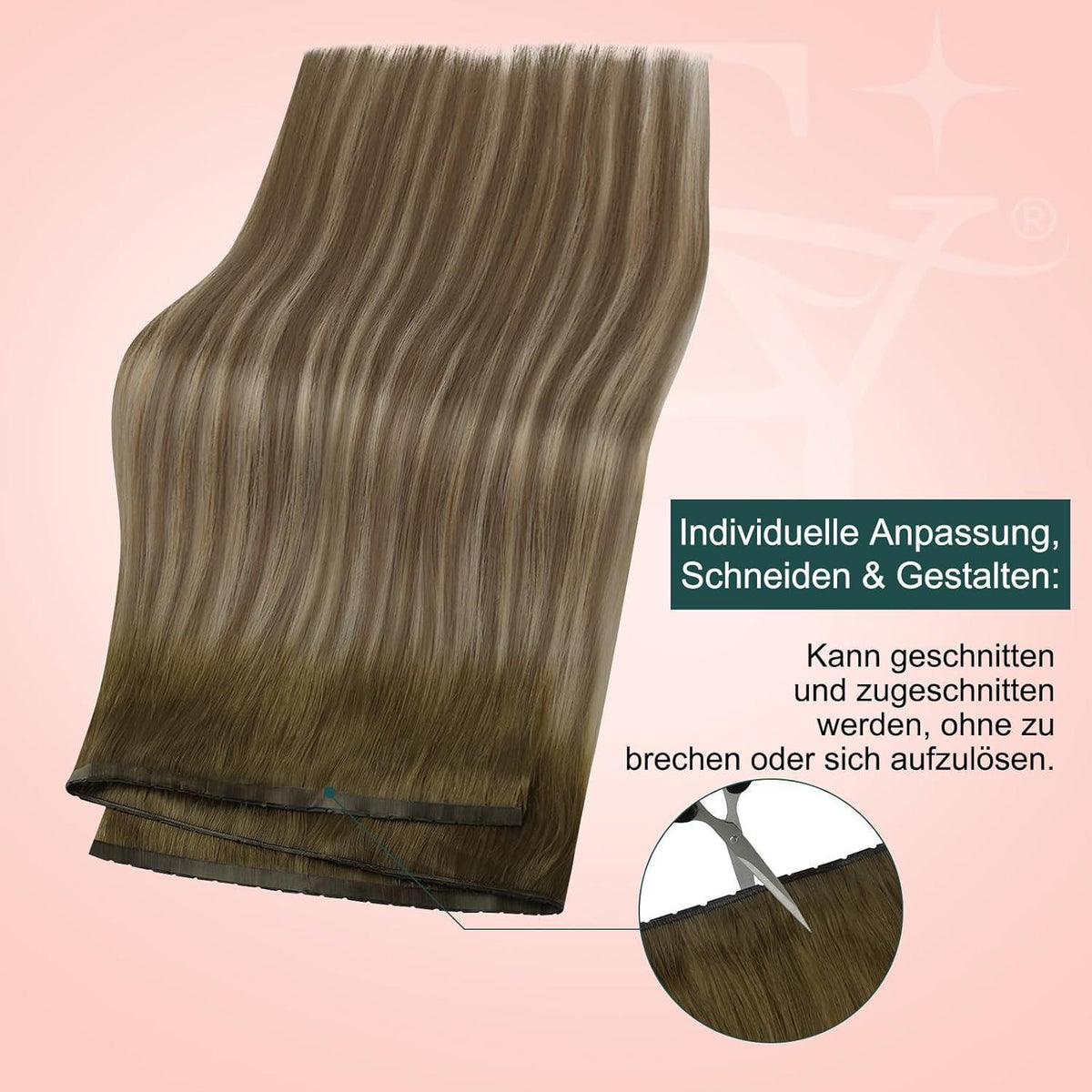 Butterfly Tressen Echthaar Braun Blond Ombre 60cm
