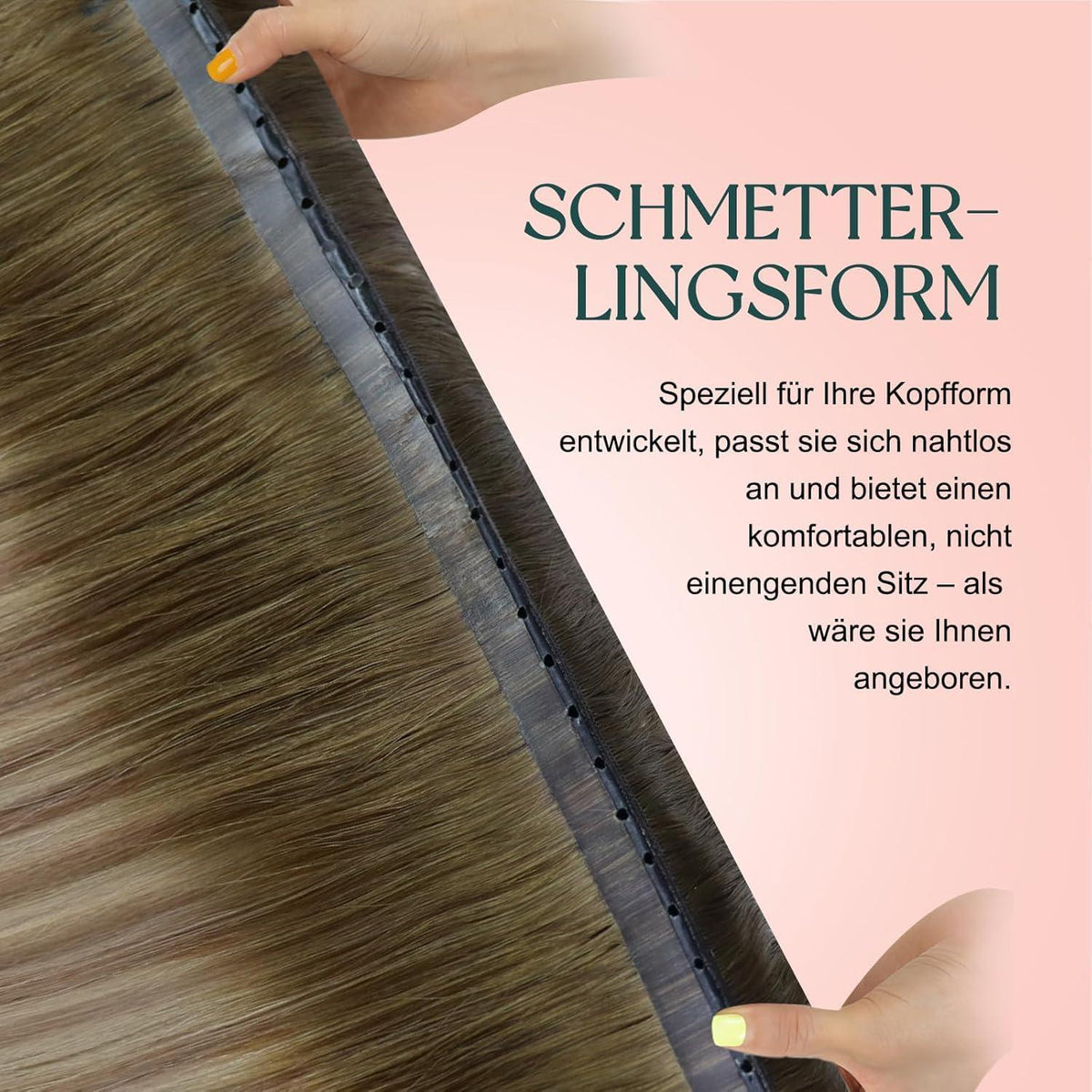 Butterfly Tressen Extensions Echthaar Ombre Dunkelbraun Blond
