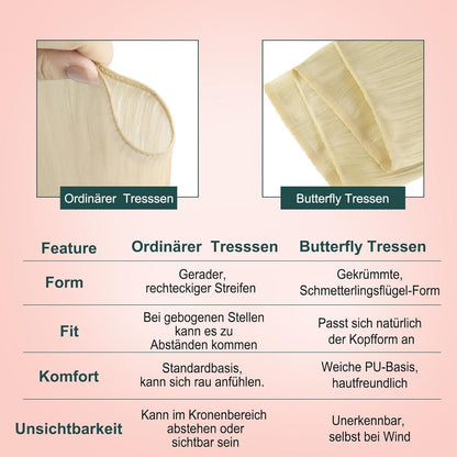 Blond Butterfly Haarverlängerung Echthaar 40cm