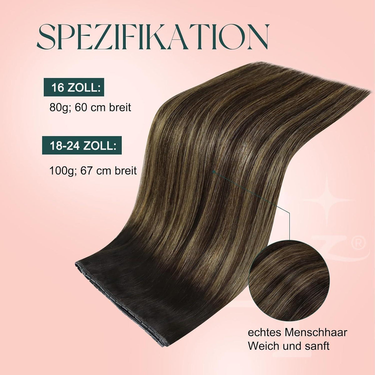 Braun Balayage Butterfly Tressen Echthaar Extensions 40cm
