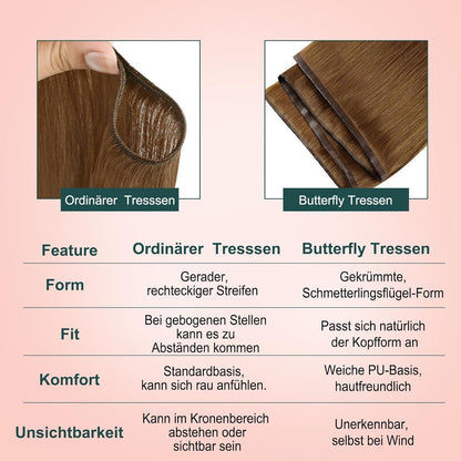 Orangene Butterfly Tressen Echthaar 60cm – Weich & Vielseitig