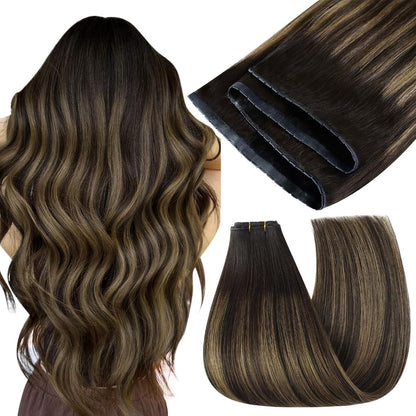 Braun Ombre Butterfly Tressen Echthaar Haarverlängerung 50cm