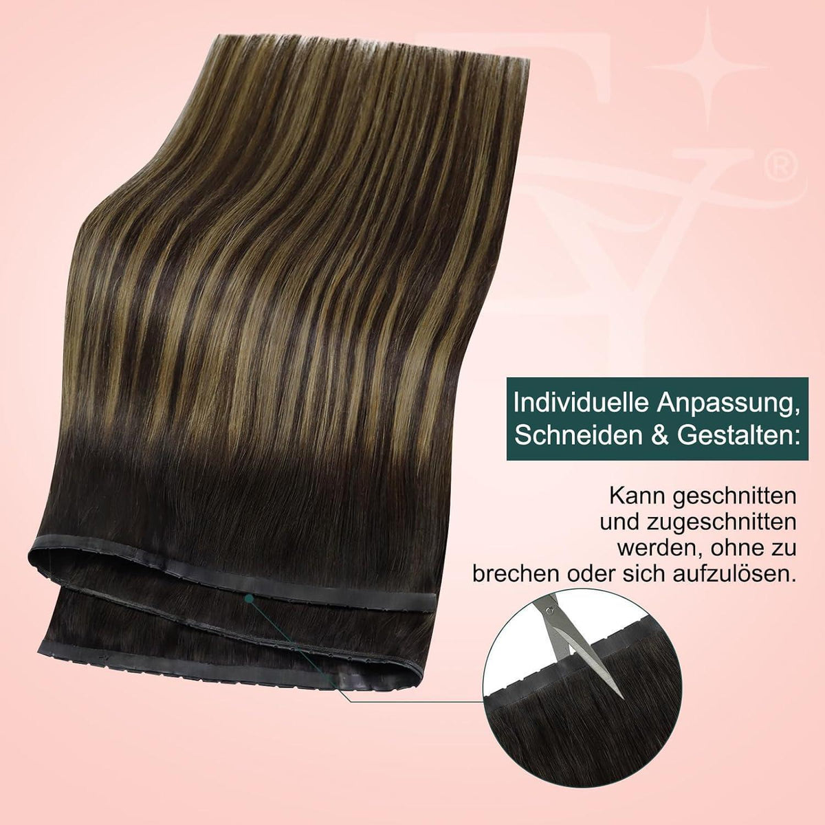 Braun Ombre Butterfly Tressen Echthaar Haarverlängerung 50cm