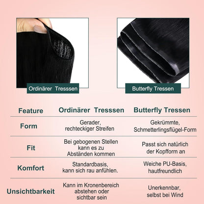 Butterfly Tressen Echthaar Schwarz – Haarverlängerung 40cm