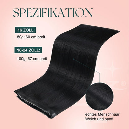 Butterfly Tressen Echthaar Schwarz – 55cm, 100g