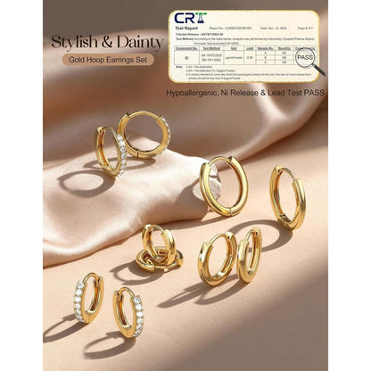 5 Paar Creolen Silber Gold – Knorpel & Helix Ohrringe 8/10/12mm