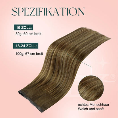 Echthaar Butterfly Tressen Ombre Braun Blond 45cm