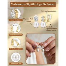Ohrclips Damen 14K Gold Perlen Zirkonia Clip Ohrringe Ohne Ohrlöcher