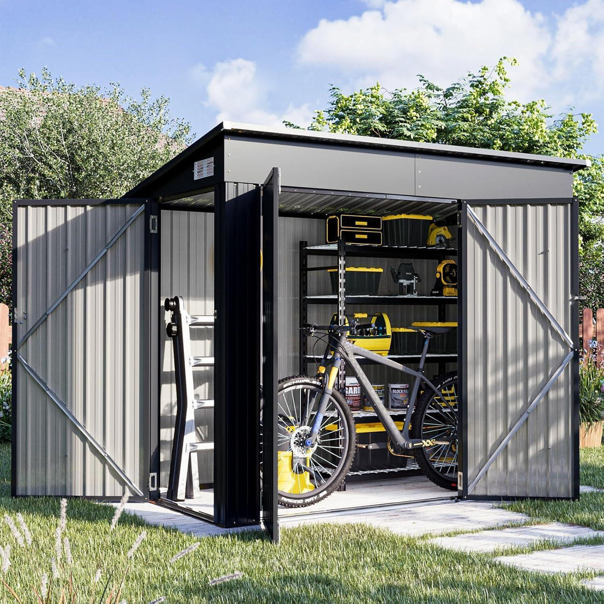Outdoor Gerätehaus 8x4 ft – Pultdach, wetterfest & sicher