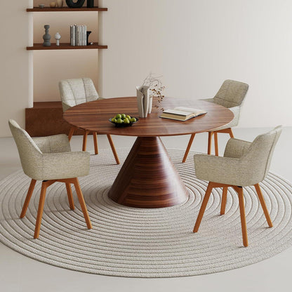 4er Set Esszimmerstühle drehbar, Samt, Holzbeine, Khaki