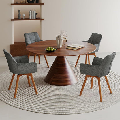 4er Set Esszimmerstühle drehbar, Dunkelgrau, Samt & Holz