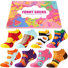 Lustige Sneaker Socken Damen – 8er Pack Baumwolle, Food-Muster 31-42