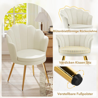 Samt Esszimmerstuhl mit Blütenblatt-Rückenlehne & Goldbeinen