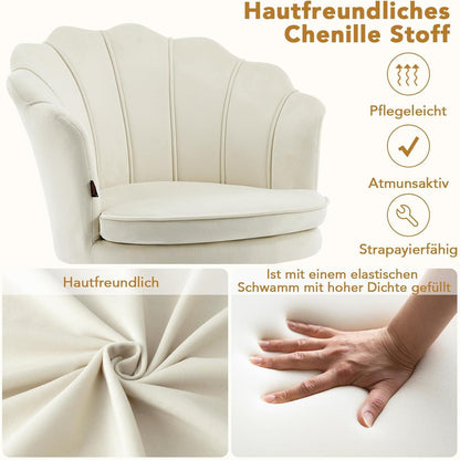 Samt Esszimmerstuhl mit Blütenblatt-Rückenlehne & Goldbeinen