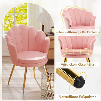 Samt Esszimmerstühle 2er Set mit Blütenblatt-Rückenlehne Rosa