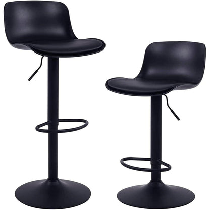 Höhenverstellbarer Barhocker 2er Set Schwarz mit Rückenlehne