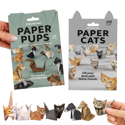 Origami Papier Set Katzen & Hunde mit Anleitung