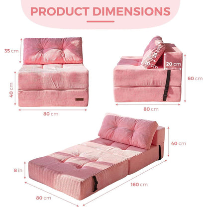 Klappsofa mit Schlaffunktion – Rosa Bodensofa & Gästebett