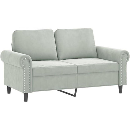 Samt Sofa Modern Kleines 2-Sitzer Sofa Hellgrau 120cm
