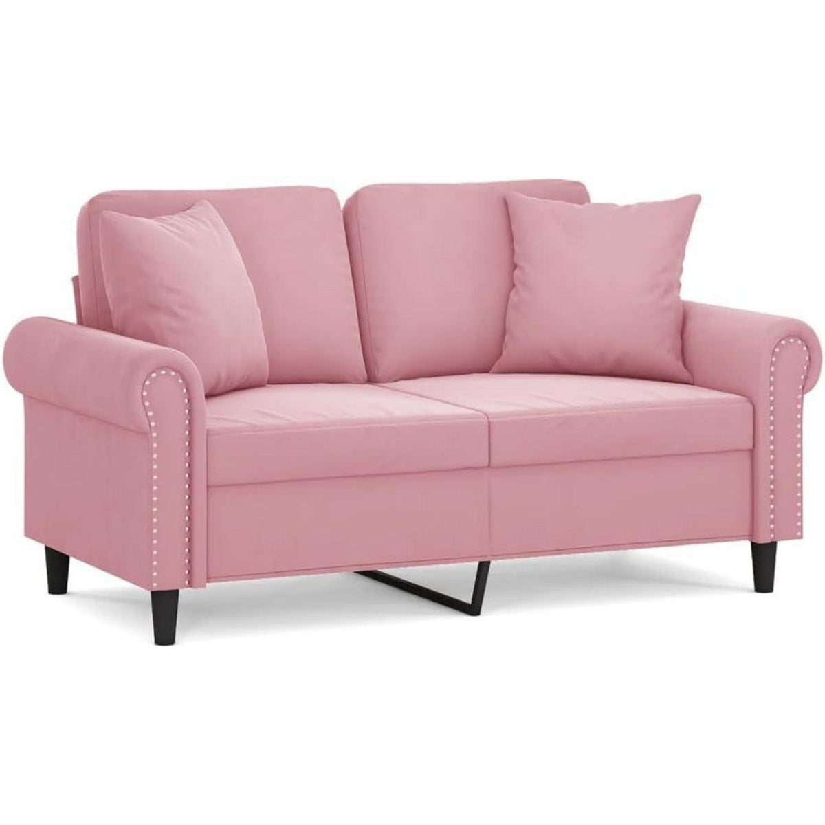 2-Sitzer Sofa Samt Rosa – Modernes Mini Sofa mit Kissen