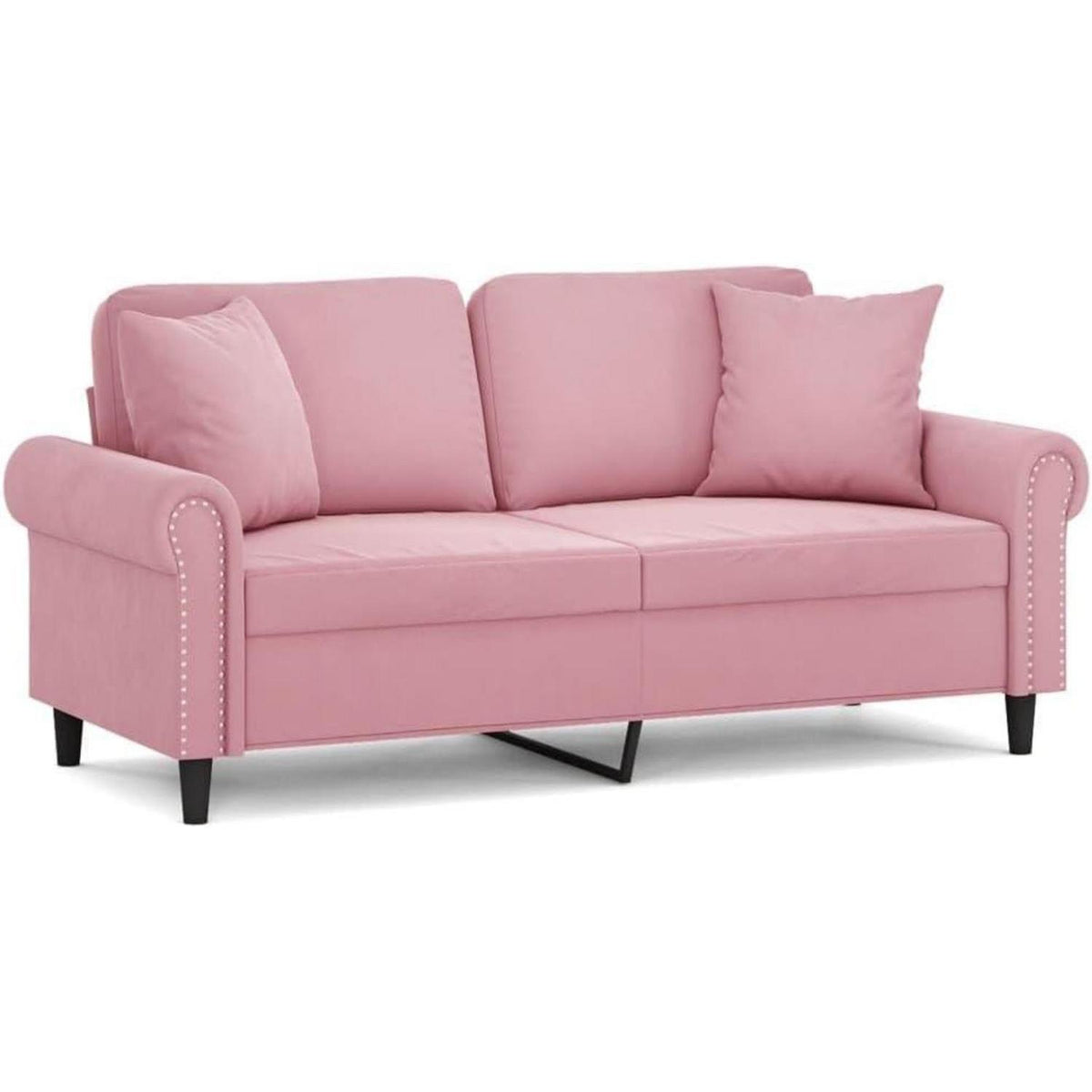 Rosa 2-Sitzer Sofa mit Samtbezug & Kissen – 140cm