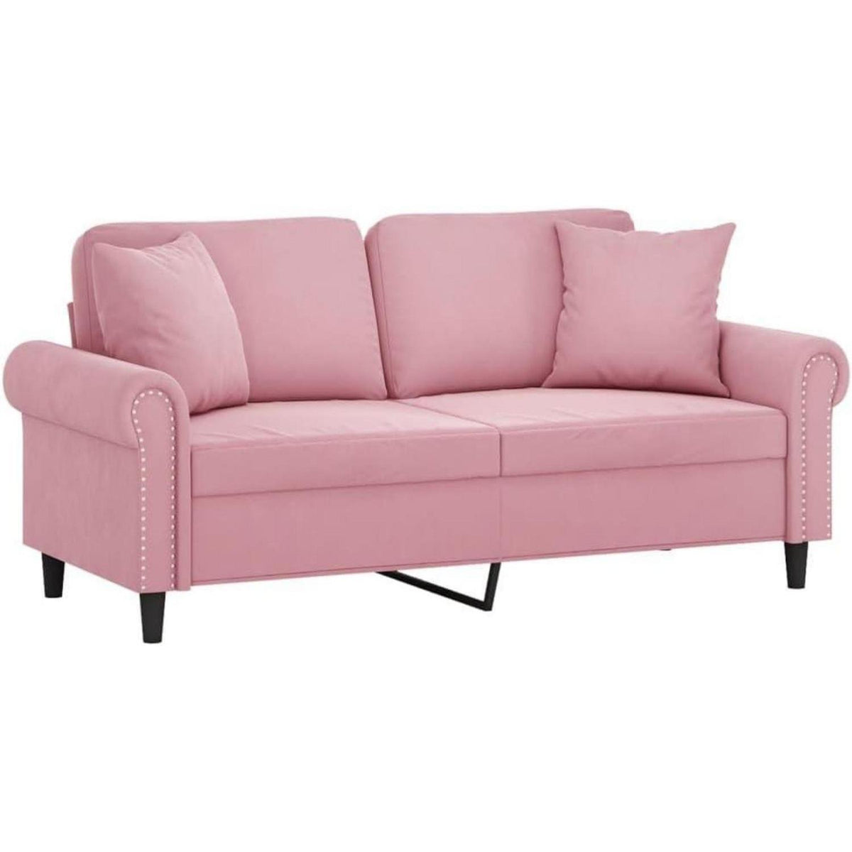 Rosa 2-Sitzer Sofa mit Samtbezug & Kissen – 140cm
