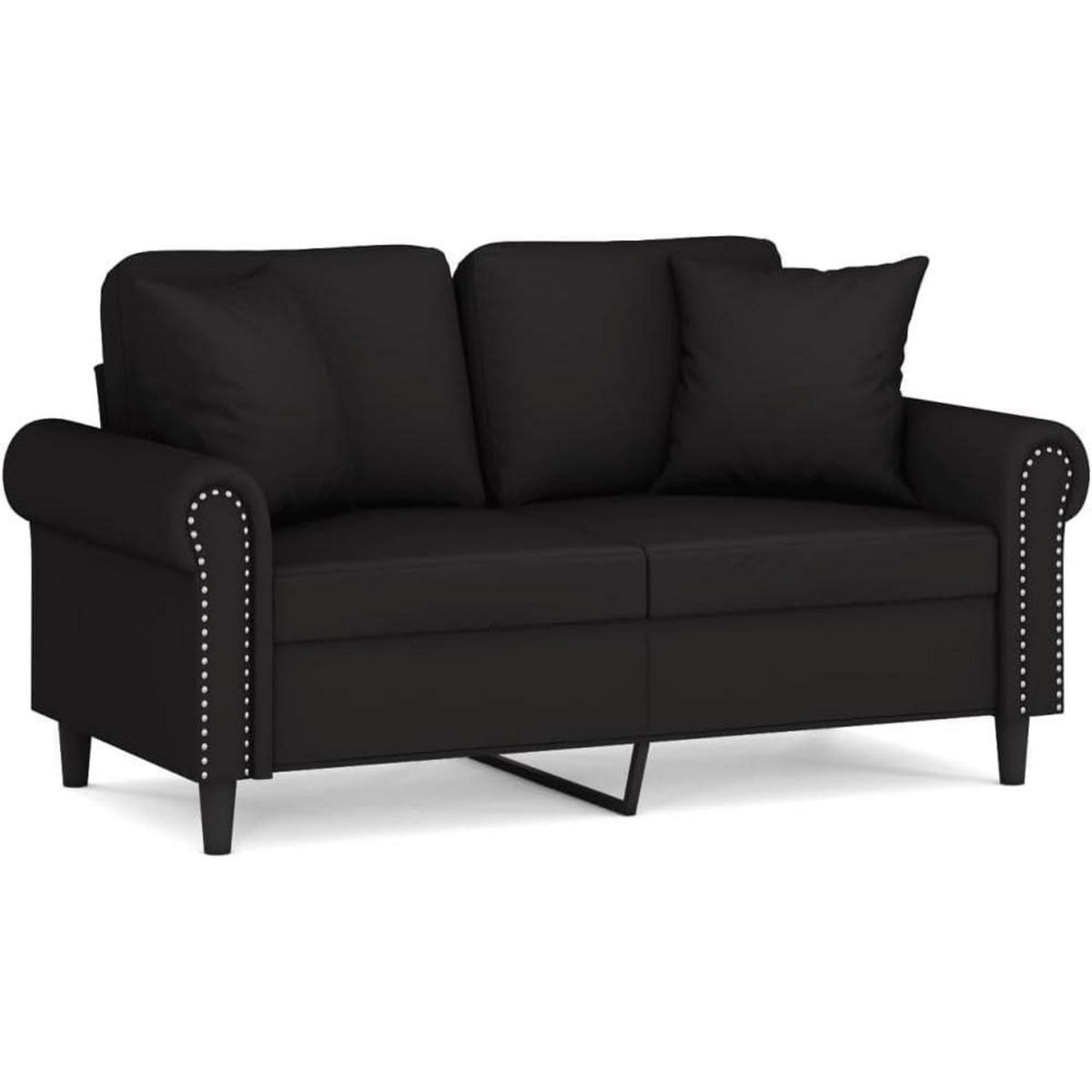 2-Sitzer Sofa Samt Schwarz – Modernes Mini Sofa mit Kissen