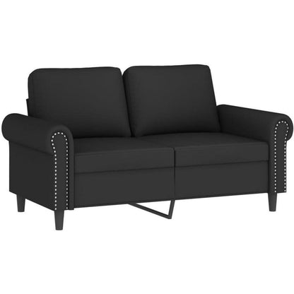 2-Sitzer Sofa Samt Schwarz – Modernes Mini Sofa mit Kissen