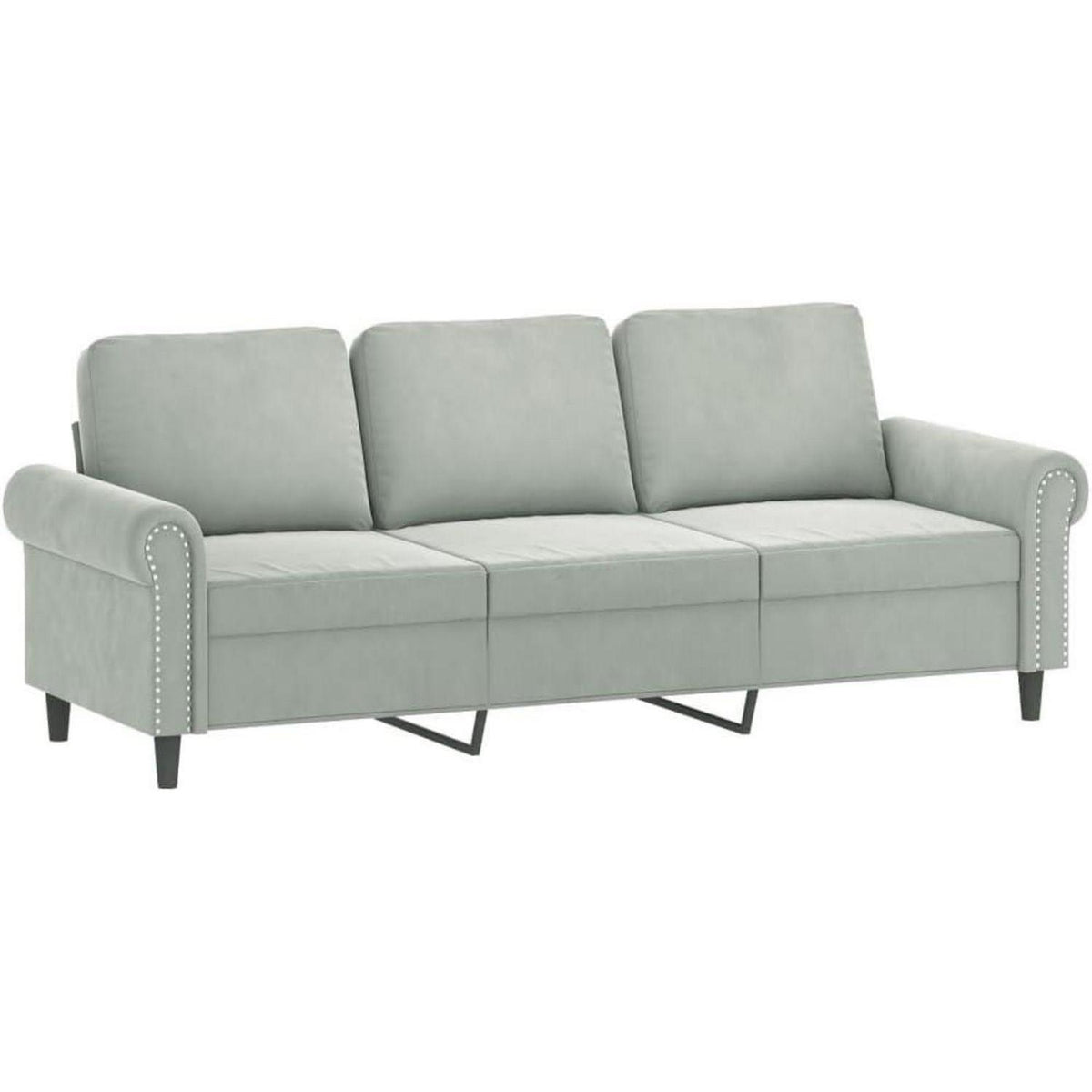 3-Sitzer Samtsofa Modern Hellgrau – Bequemes Mini Sofa