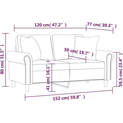 2-Sitzer Sofa Samt Weinrot – Modernes Mini Sofa mit Kissen