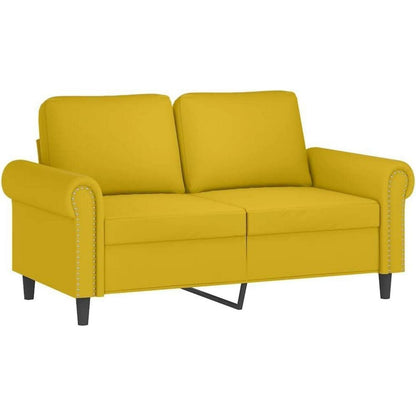 2-Sitzer Sofa mit Schlaffunktion, Gelb, Samt, 120cm