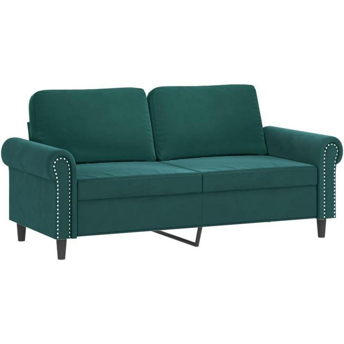 2-Sitzer Sofa Dunkelgrün mit Schlaffunktion & Zierkissen