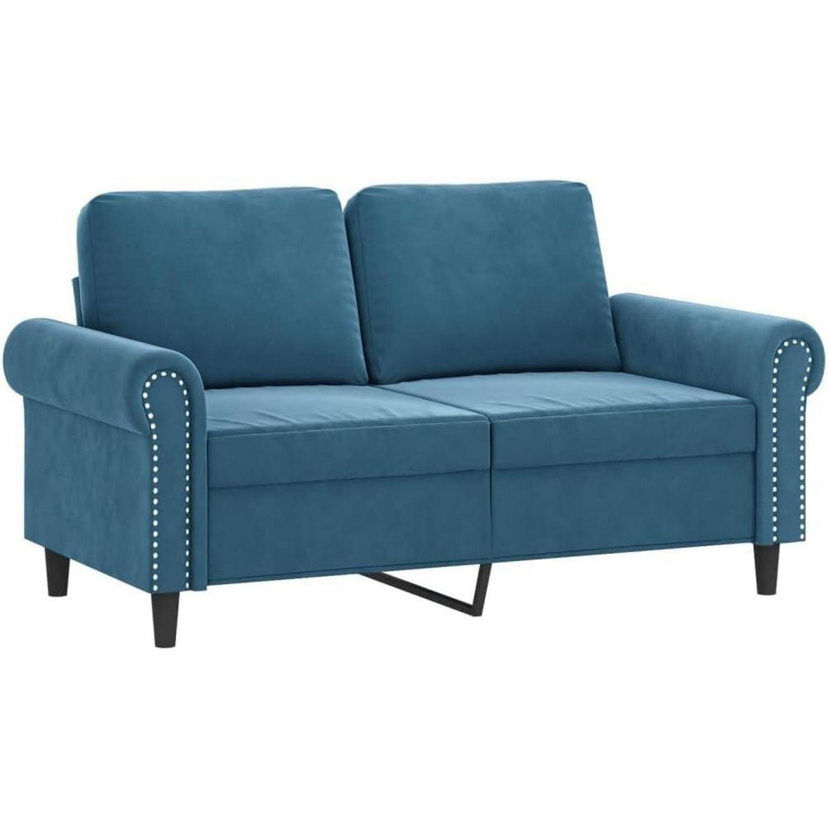 Samt Sofa Modern Kleines 2-Sitzer Sofa Blau 120cm