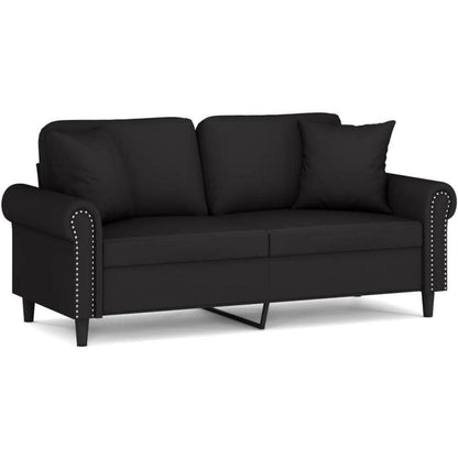 2-Sitzer Sofa Samt Schwarz – Modernes Mini Sofa mit Kissen