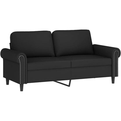 2-Sitzer Sofa Samt Schwarz – Modernes Mini Sofa mit Kissen