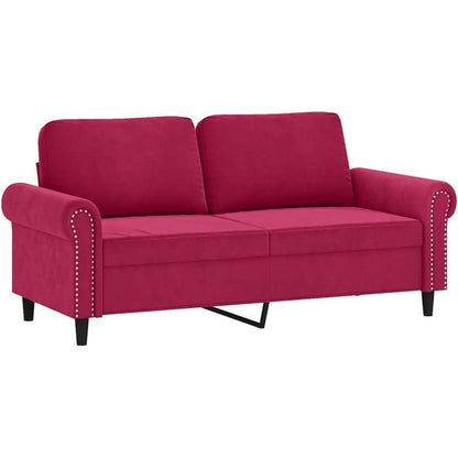 2-Sitzer Sofa Weinrot – Modernes Samtsofa mit Armlehne