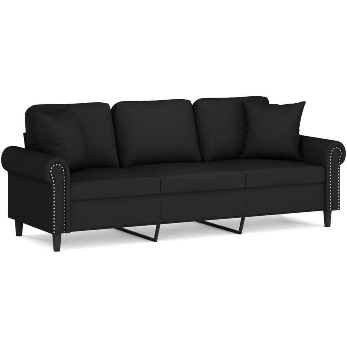 3-Sitzer Samtsofa Schwarz – Modernes Mini Sofa mit Kissen