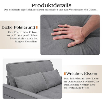 Schlafsofa 186x122cm – Verstellbare Schlafcouch mit Kissen & Stauraum
