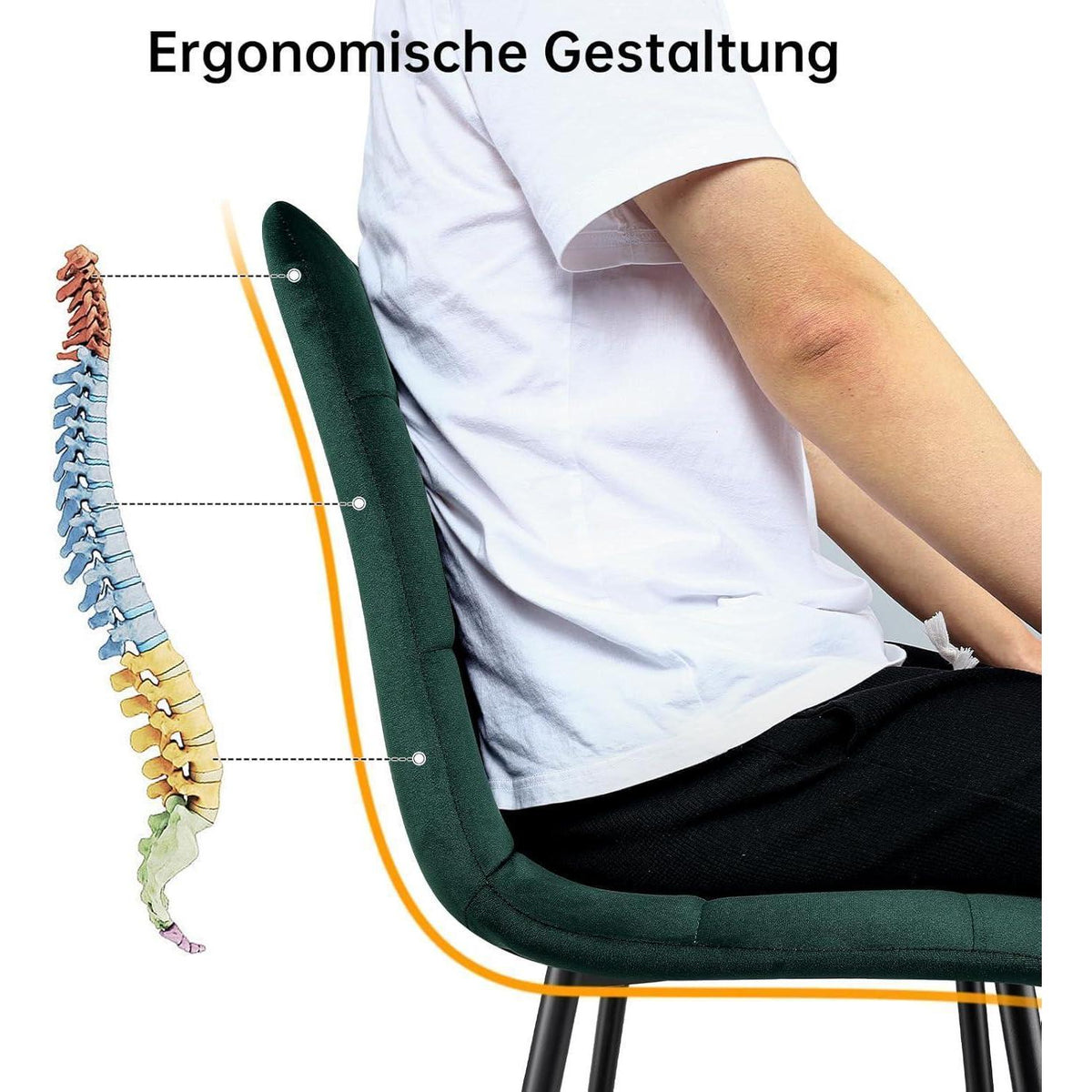 Esstisch Set Dunkelgrün & Dunkelholz | 140x80cm Tisch mit 6 Stühlen